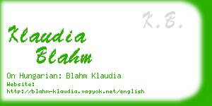 klaudia blahm business card